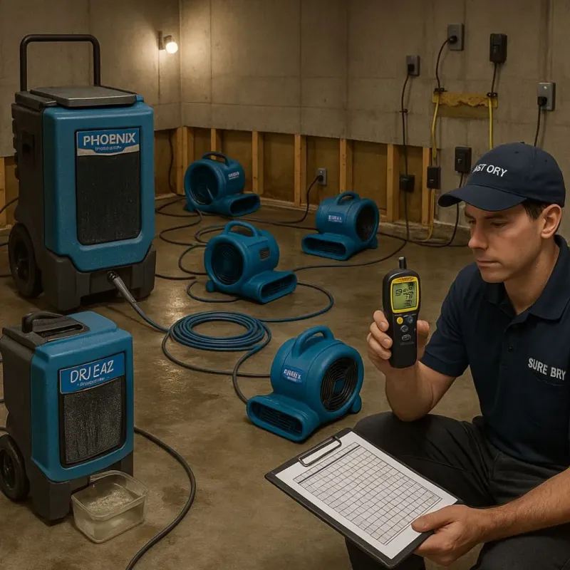 Structural Drying and Dehumidification process in Holland, TX